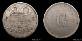 Argentina. Ficha. 20 Centavos en Consumo. Maquinas automaticas. Horta y Cia.