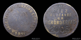 Argentina. Ficha. Forestal. Valor 10 1910. Argentine Quebracho Company.