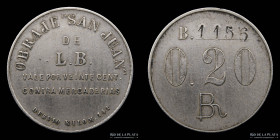 Argentina. Ficha. Forestal. 20 Centavos. Obraje San Juan