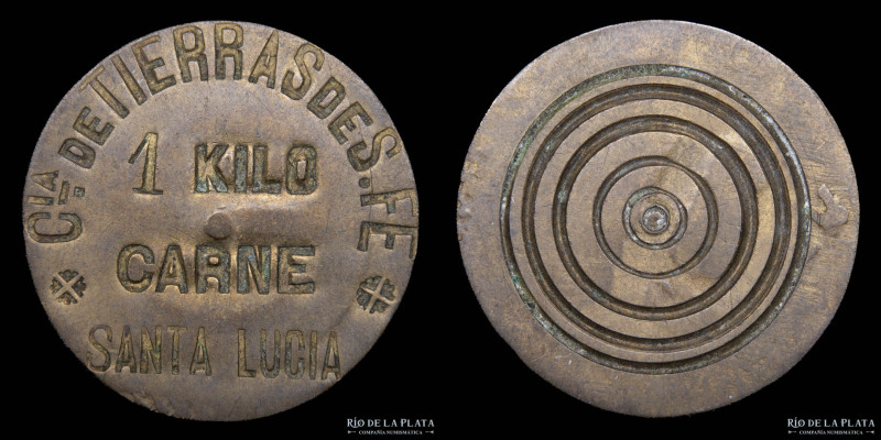 Argentina. Ficha. 1 Kg de Carne. Cia. de Tierras de Santa Fe. Santa Lucia. Bronc...