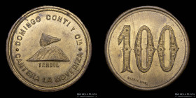 Argentina. Ficha. Valor 100. Cantera la Movediza. Domingo Conti. Tandil