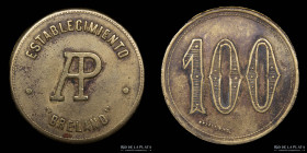 Argentina. Ficha. Valor 100. Establecimiento Breland. Mar Chiquita