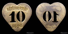 Argentina. Ficha. Valor 10. 1896. Gral. Piran
