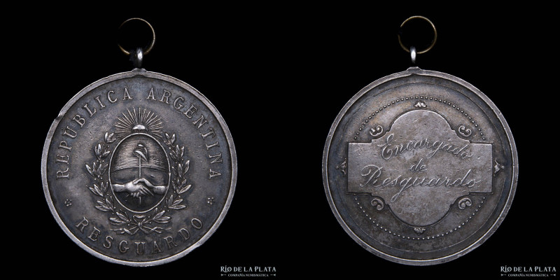 Argentina. c.1900. Credencial Aduanera. Resguardo en Puerto. Plata; 37mm; 21.77g...
