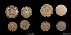 Bolivia. Botones. Escudo nacional en bronce. Lote x4
