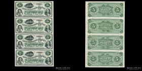 Entre Rios. Oxandaburu y Garbino. 5 Pesos Fuertes 1869. Hoja x 4. S1792