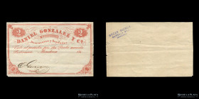 Mendoza. Daniel Gonzalez y Cia. 2 Reales M Boliviana 186-. Bauman plate