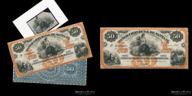 Santa Fe. Banco Comercial. Proof 50 Pesos Plata Boliviana 1869. Bauman plate