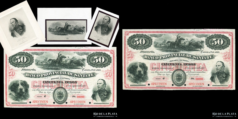 Argentina. Santa Fe. Banco Provincial de Santa Fe. 50 Pesos Plata Boliviana 1875...