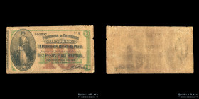 Entre Rios. Banco Rio de la Plata. 10 Pesos Plata Boliviana 1868. Pick S1838b