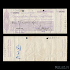 La Pampa. Victorica 1943. Cheque de Banco de la Nacion Argentina
