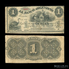 Santa Fe. Banco Argentino. 1 Peso 1873 Remainder. Pick S1525