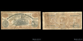 Santa Fe. Banco Provincial. 2 Pesos Plata Boliviana 1875. Pick S824