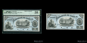 Santa Fe. Banco Provincial. 5 Pesos MN 1882 FRONT PROOF