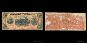 Santa Fe. Banco Provincial. 10 Pesos MN 1885 Resello. Pick S829b