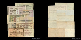 Alemania. Reichsbahn Berlin. Serie 1923 x 9 billetes