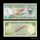 Bahrain. Specimen 10 Dinars ND1964. Pick 6s