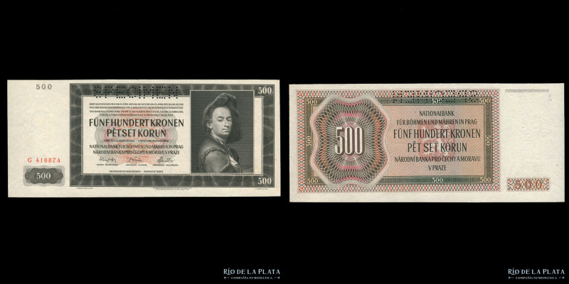Bohemia & Moravia. 500 Korun 1942 SPECIMEN. Pick 12s (UNC)

Estimate: USD 25 -...