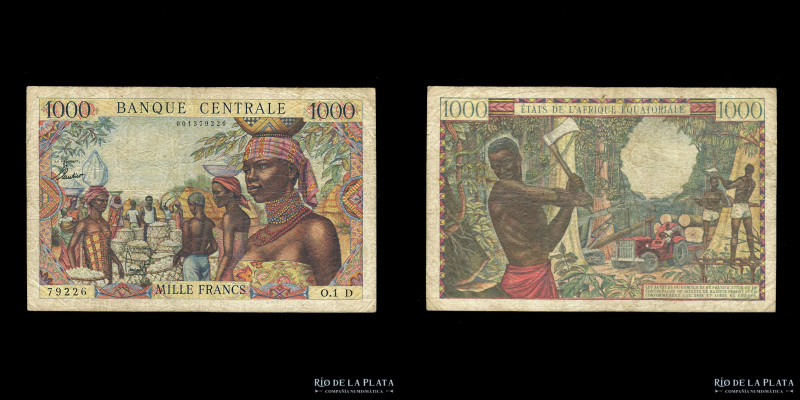 Equatorial African States (Gabón) 1000 Francs ND1963. Pick 5h. Raro (F+)

Esti...