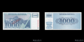 Eslovenia. Specimen 1000 Tolarjev 1991-92. Pick 9s1