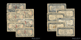 Filipinas. ILO ILO Emergency notes. 1 y 2 Pesos 1944. Lote x 6