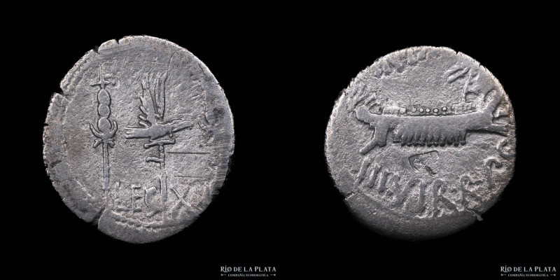 Imperatorial Rome. Marc Antony (31BC) Denarius. Patrae mint?. Silver; 17.0mm; 3....