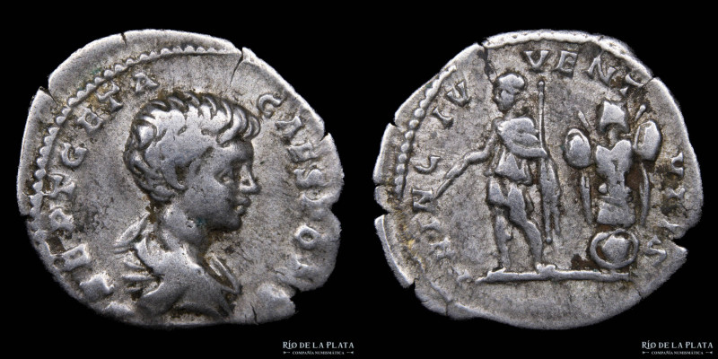 Geta Caesar (198-209AD) Denarius. Rome mint, 200AD. Silver; 20.0mm; 3.3g. A: P S...