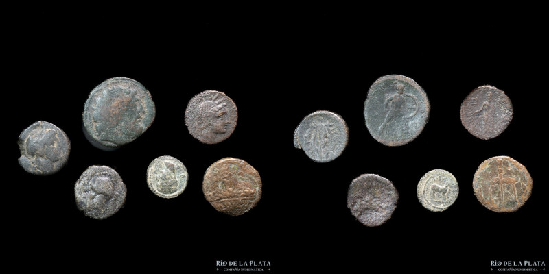 Greek Coins. Lot x 6 bronze coins, including Sicily. III-I Century BC. Sold as i...