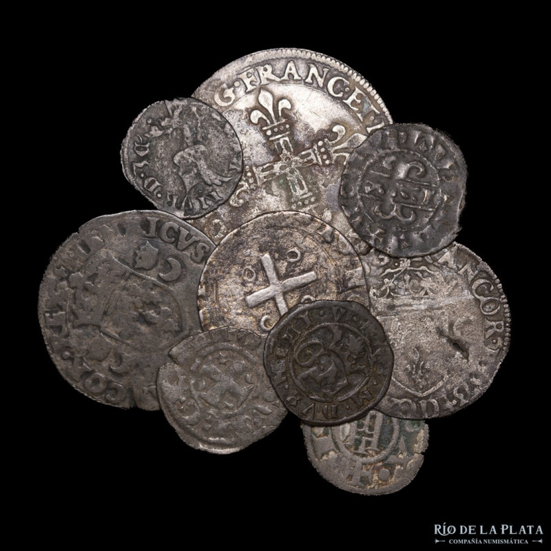 France. Lot x9 Medieval Silver-Billion Coins. Interesting mix of types. Sold as ...