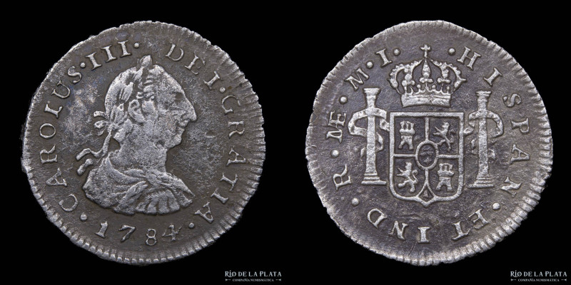 Lima. Carlos III (1759-1788) 1/2 Real 1784 MJ. AG.903; 17mm; 1.72g. KM74 (XF) 
...