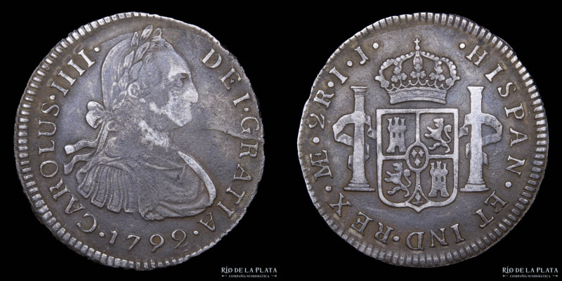 Lima. Carlos IV (1788-1808) 2 Reales 1792 IJ. AG.896; 27mm; 6.67g. KM95 (VF) 
...