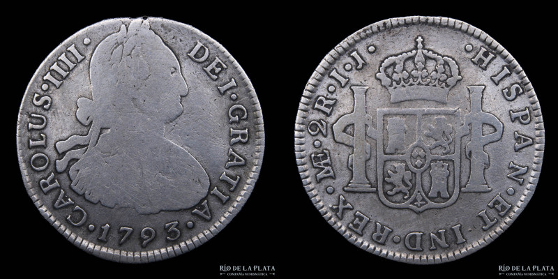Lima. Carlos IV (1788-1808) 2 Reales 1793 IJ. AG.896; 27mm; 6.51g. KM95 (F) 

...
