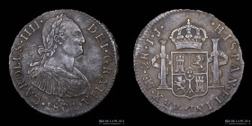 Lima. Carlos IV. 2 Reales 1801 IJ. KM95