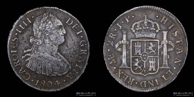 Lima. Carlos IV. 2 Reales 1804 JP. KM95