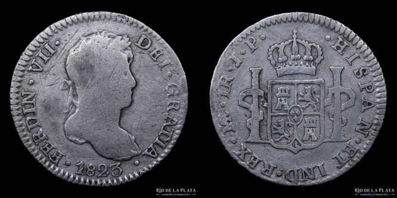 Lima. Fernando VII (1808-1833) 1 Real 1823 JP. AG.896; 21mm; 3.12g. KM114.1 (F)...