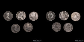 Lima. Fernando VII. Lote x5. 1/2 Real 1813 a 1819. A estudiar