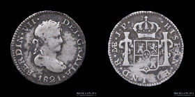 Lima. Fernando VII 1/2 Real 1821 JP. KM113