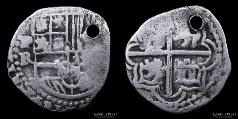 Potosí. Felipe III (1598-1621) 1 Real 1602-13 R (Baltasar Ramos Leceta) Macuquin...