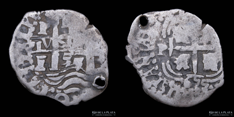 Potosí. Felipe IV (1653-1665) 1 Real 1655 E. Plata; 21mm; 2.03g. CJ 26.3.1 (F+) ...