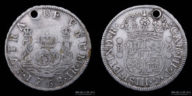 Potosi. Carlos III. 2 Reales 1768 JR Columnaria. CJ 60.2.2
