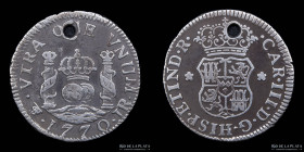 Potosi. Carlos III. 1/2 Real 1770 JR Columnaria. CJ 62.4