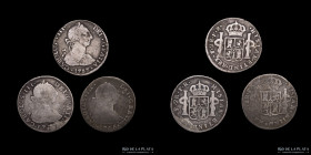 Potosi. Carlos III. Lote x3. 2 Reales 1777 a 1788