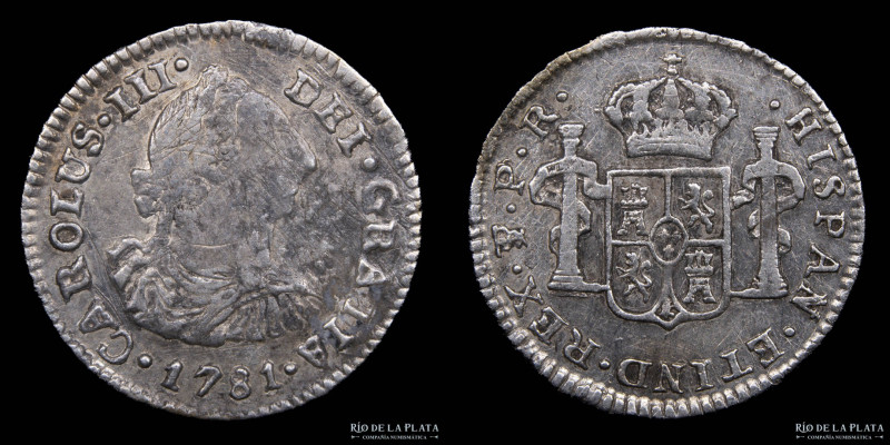 Potosí. Carlos III (1759-1788) 1/2 Real 1781 PR. AG.903; 17mm; 1.62g. CJ 67.9 (V...