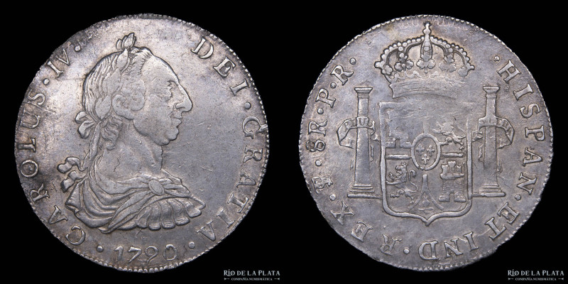 Potosí. Carlos IV (1788-1808) 8 Reales 1790 PR (Pedro Mazondo, Raymundo de Yturr...