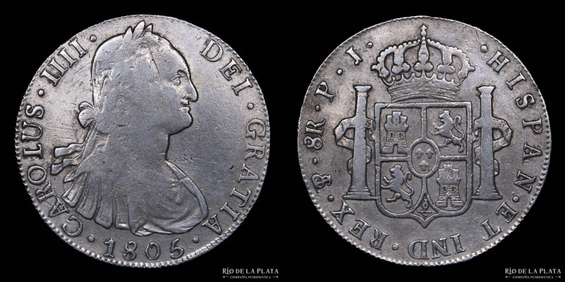 Potosí. Carlos IV (1788-1808) 8 Reales 1805 PJ (Pedro Martín Albizu, Juan Palomo...