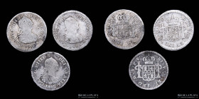 Potosi. Carlos IV. Lote x3. 1/2 Reales 1800 a 1802