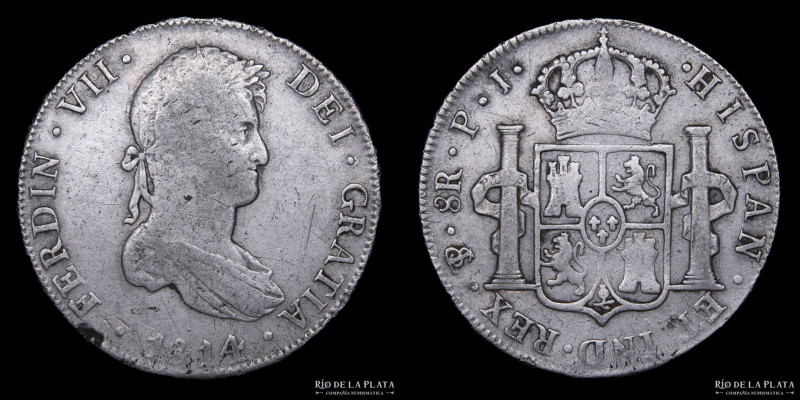 Potosí. Fernando VII (1808-1833) 8 Reales 1814/1 PJ (Pedro Martin Albizu, Juan P...