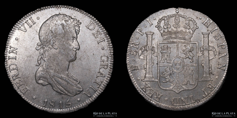 Potosí. Fernando VII (1808-1833) 8 Reales 1815 PJ (Pedro Martín Albizu, Juan Pal...