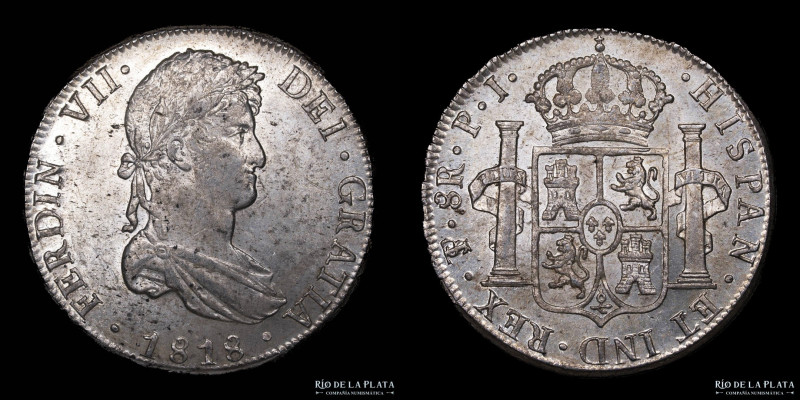 Potosí. Fernando VII (1808-1825) 8 Reales 1818 PJ (Pedro Martín Albizu, Juan Pal...
