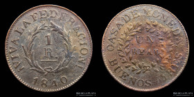 Argentina. Buenos Aires. 1 Real 1840. CJ 16.1.2
